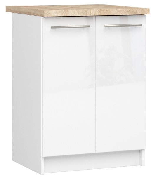 Ak furniture Kuchynská skrinka Olivia S 60 cm 2D biela/biely lesk/dub sonoma