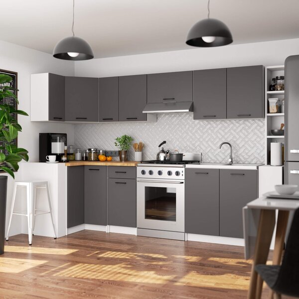 Ak furniture Kuchynská rohová skrinka Olivie S 90 cm biela/grafitovo šedá matná