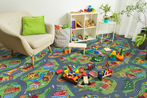 Associated Weavers , Koberec metráž Little Village 90, na mieru, šíře 3m,4m, viacfarebná, filc, detská izba