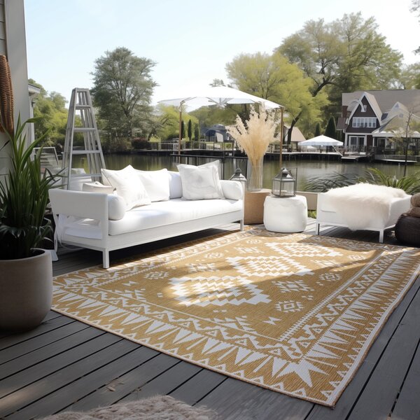 ELLE Decoration, Kusový koberec Gemini 106022 Ochre z kolekcie Elle – na von aj na doma, 120x170, žltá, chodba / predsieň