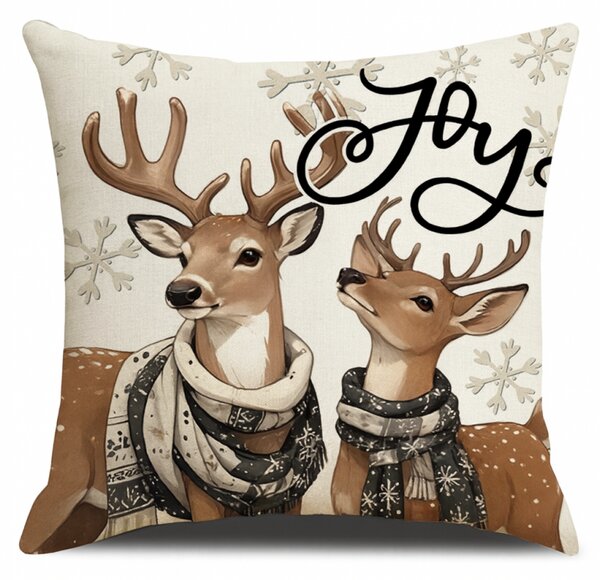 Vianočná obliečka na vankúš DEER JOY 45x45 cm, béžová