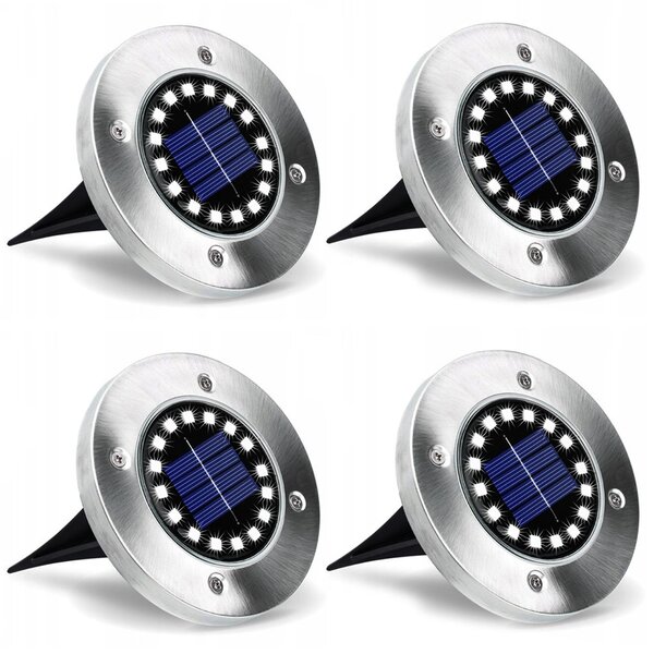 4x LED solárna lampa Ground Recessed Spotlight Solárne zemné svietidlo Vonkajšie 16LEDs, studené biele 6000K zemné svietidlá Vonkajšie vonkajšie svetlo Solárne lampy
