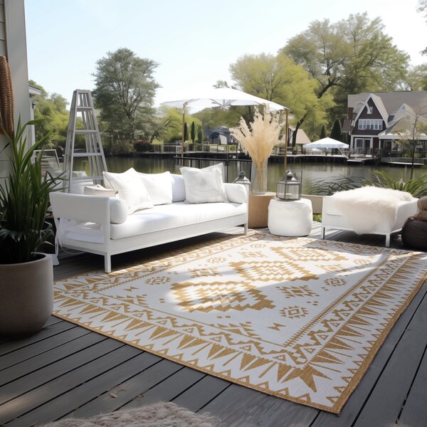 ELLE Decoration, Kusový koberec Gemini 106022 Ochre z kolekcie Elle – na von aj na doma, 120x170, žltá, chodba / predsieň