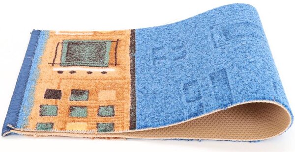 Associated Weavers , Protišmykový behúň na mieru Jena 77, šíre 67 cm, modrá, chodba / predsieň