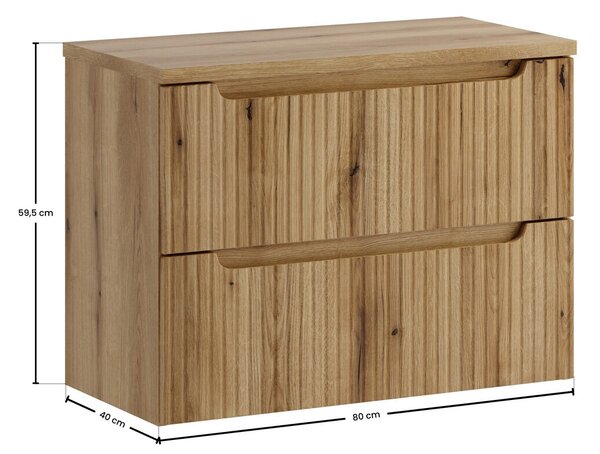 Comad Závesná skrinka pod umývadlo Nova s doskou 80 cm dub coast evoke
