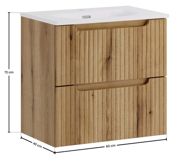 Comad Závesná skrinka Nova Sky so zápustným umývadlom 60 cm dub coast evoke