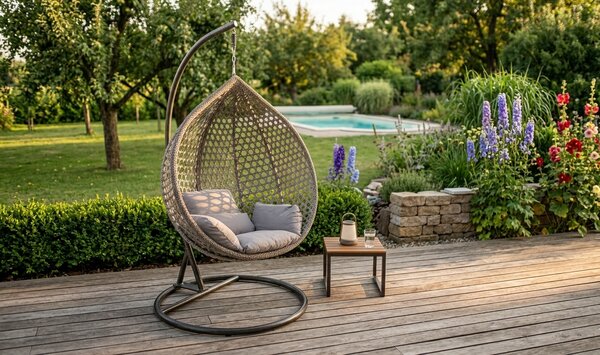 Skladacie závesné hojdacie kreslo Houseland Bliss XL sivé