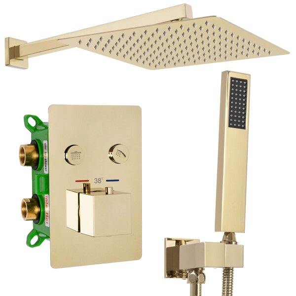 Rea - Podomietková sprchová súprava s termostatom Davis - zlatá