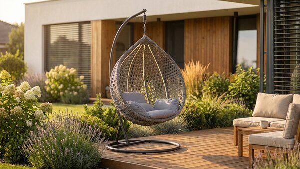 Skladacie závesné hojdacie kreslo Houseland Bliss XL sivé