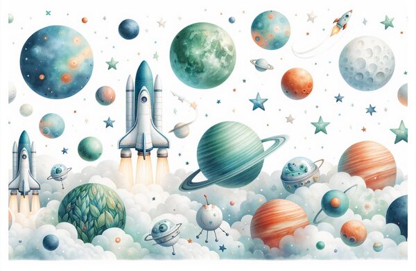 Obraz raketa medzi planétami