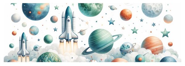 Obraz raketoplán v oblakoch