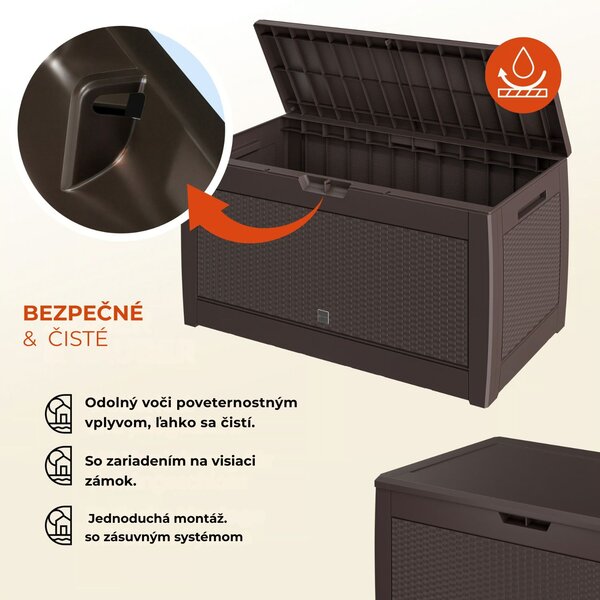 Odkladací box RATO, 310L, 119x48x60cm, hnedá Prosperplast