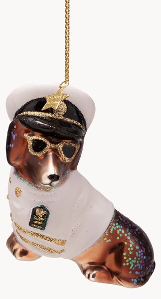 Ručne fúkaná vianočná ozdoba Captain Dog