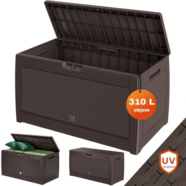 Odkladací box RATO, 310L, 119x48x60cm, hnedá Prosperplast