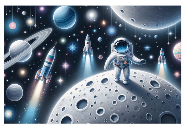 Obraz detský astrounaut na Mesiaci
