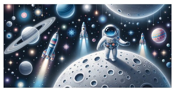 Obraz kozmonaut medzi planétami
