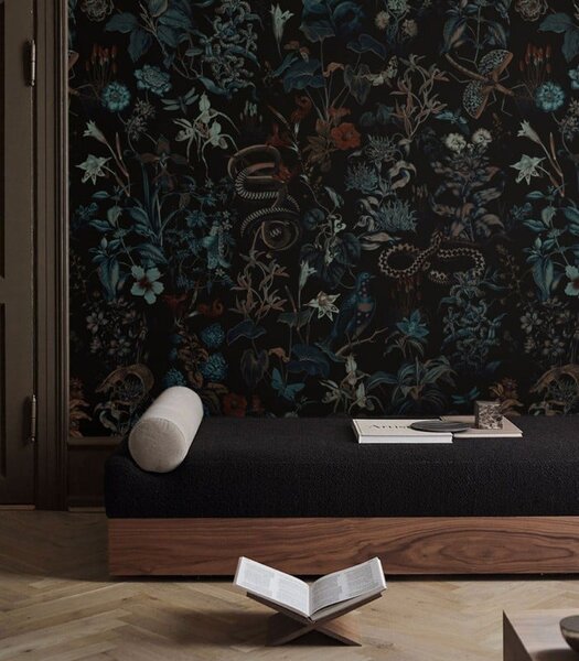WALLCOLORS Botanic black wallpaper - tapeta