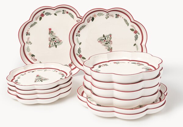 Porcelánová súprava vianočného riadu Eve, 4 osoby, 12 ks