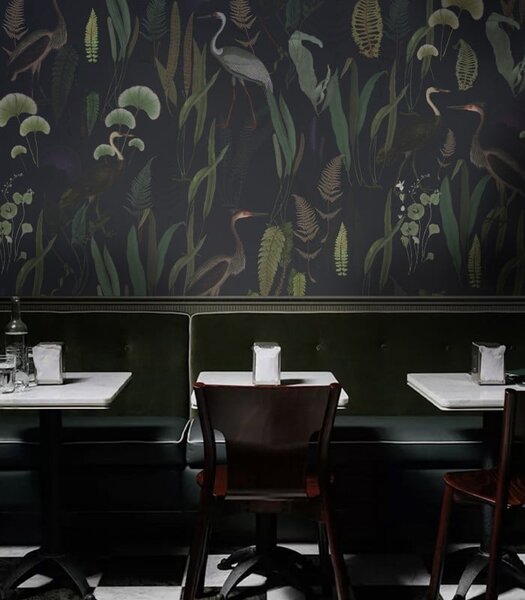 WALLCOLORS Calm Heron Navy wallpaper - tapeta