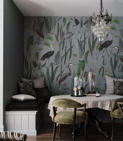 WALLCOLORS Calm Heron Mint wallpaper - tapeta