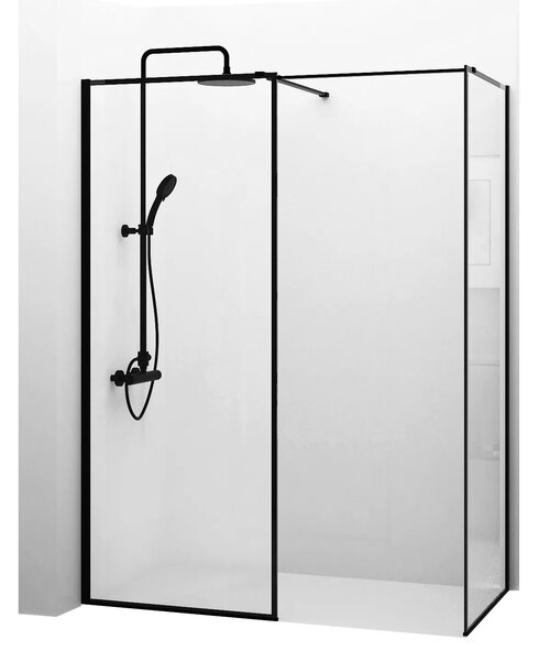 Rea - Sprchovací kút Walk-in Bler - čierna/transparentná - 100x120 cm