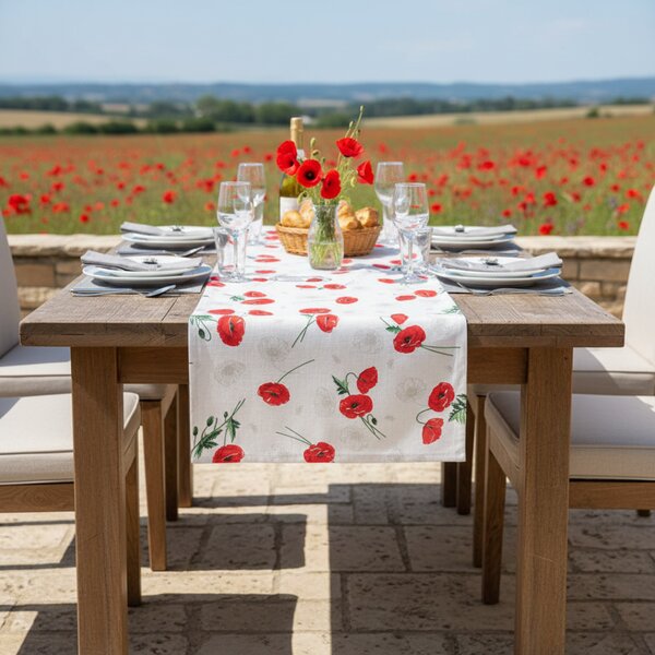 Behúň na stôl červené divé maky Farba Viacfarebná Rozmery 40x100 cm