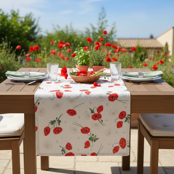Behúň na stôl červené divé maky Farba Viacfarebná Rozmery 40x100 cm