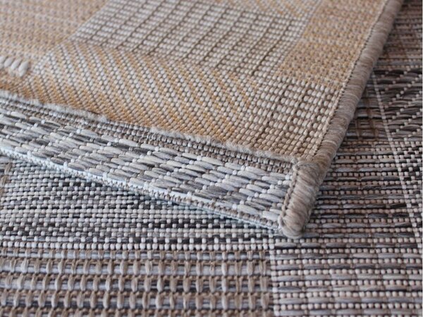 Spoltex , AKCIA: 120x170 cm Kusový koberec Terazza 21107-740 Ivory Silver/Taupe – na von aj na doma, hnedá, chodba / predsieň