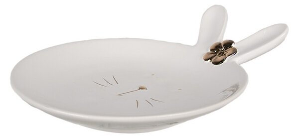 Biely porcelánový dezertný tanierik v tvare zajačika Rabbit - 19 *Ø 15*5 cm - Clayre & Eef