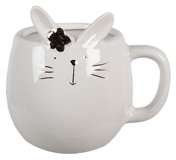Biely porcelánový hrnček v tvare zajačika Rabbit - 13*10*11 cm / 350 ml - Clayre & Eef