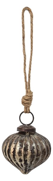 Strieborno-čierna antik sklenená vianočná ozdoba- Ø 5*5 cm - Clayre & Eef