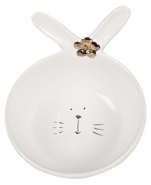 Biela porcelánová miska s králičími uškami Rabbit - 13*11*8 cm / 200 ml - Clayre & Eef