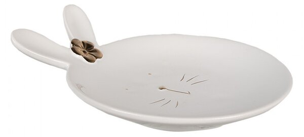 Biely porcelánový dezertný tanierik v tvare zajačika Rabbit - 19 *Ø 15*5 cm - Clayre & Eef