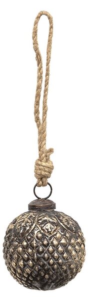 Medeno-čierna antik sklenená vianočná guľa - Ø 7*7 cm - Clayre & Eef