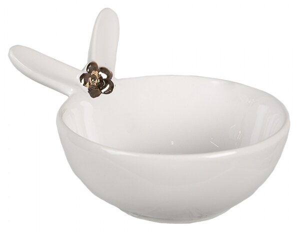 Biela porcelánová miska s králičími uškami Rabbit - 13*11*8 cm / 200 ml - Clayre & Eef