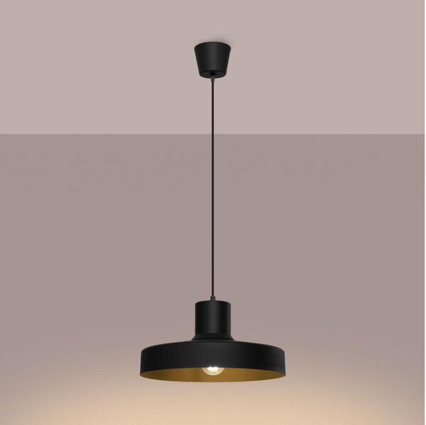 Sollux SL.1703 - Luster na lanku BILO 1xE27/15W/230V pr. 35 cm čierna