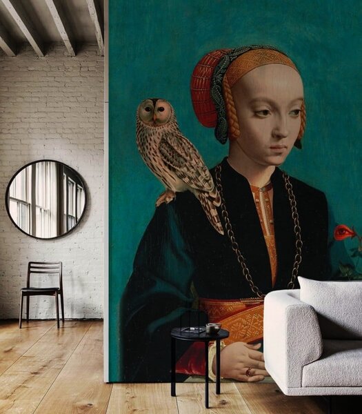 WALLCOLORS Owl lady wallpaper - tapeta