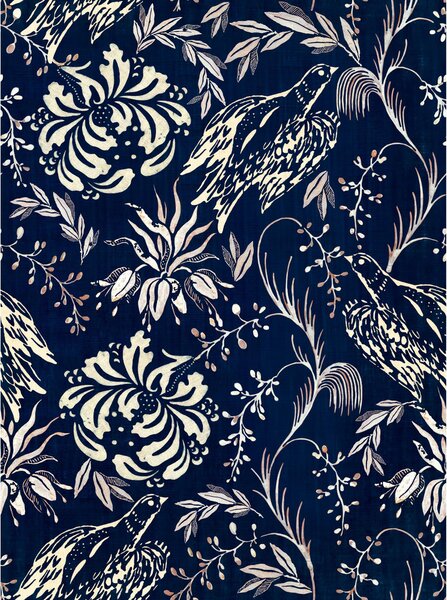 MINDTHEGAP Folk Embroidery Indigo - tapeta