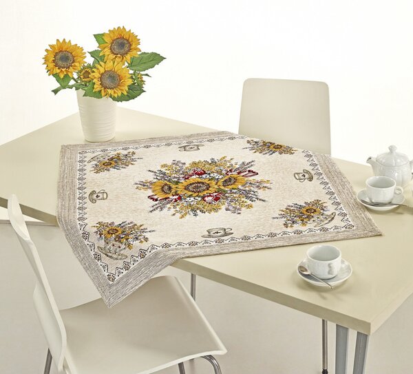 Gobelínový obrus na stôl Slnečnice Chenille IT101 Farba Viacfarebná Rozmery 90x90 cm