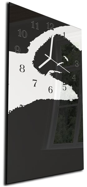 Nástenné hodiny 30x60cm čierno biely maľovaný abstrakt - plexi