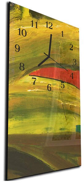 Nástenné hodiny 30x60cm maľovaná zlatožltá abstrakcia - plexi
