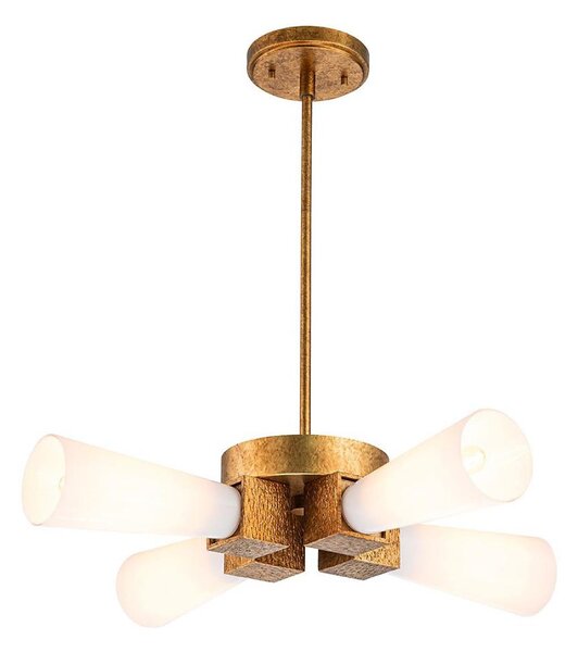 Elstead KRISTY-4P-DG-OPAL - Luster na tyči KRISTY 4xE27/40W/230V medený