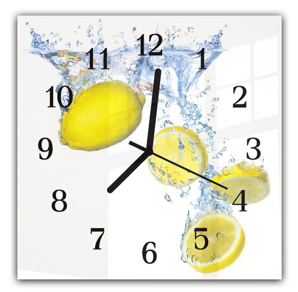 Nástenné hodiny 30x30cm citróny vo vode - plexi