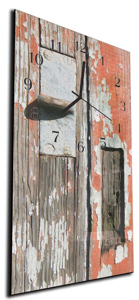 Nástenné hodiny 30x60cm drevo a starý oprýskaný náter - plexi