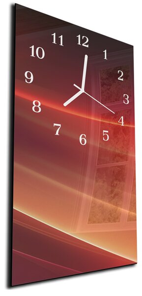 Nástenné hodiny 30x60cm abstraktné žlto temne červené pozadie - plexi