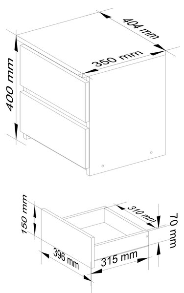 Ak furniture Noční stolek CL2 40 cm grafitově šedý/dub artisan