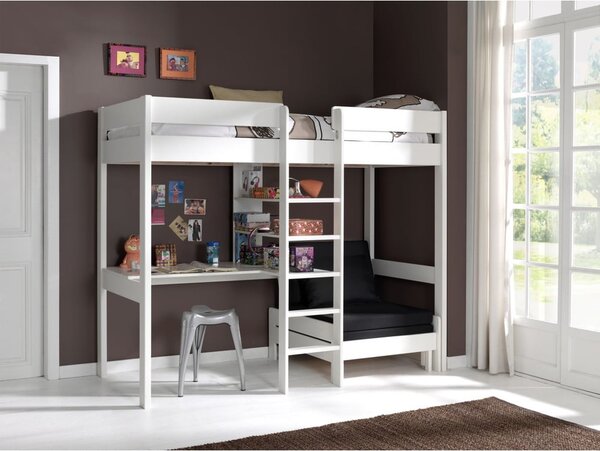 Biela vyvýšená detská posteľ 90x200 cm Pino - Vipack