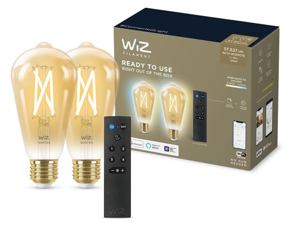 SADA 2xLED Stmievateľná žiarovka ST64 E27/7W/230V 2000-5000K CRI 90 Wi-Fi + DO-WiZ
