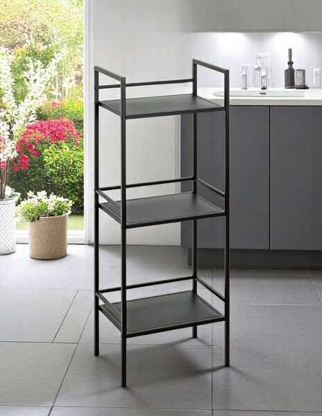 REGÁL, čierna, oceľ, 35/95/25 cm - Online Only drobný nábytok, Online Only