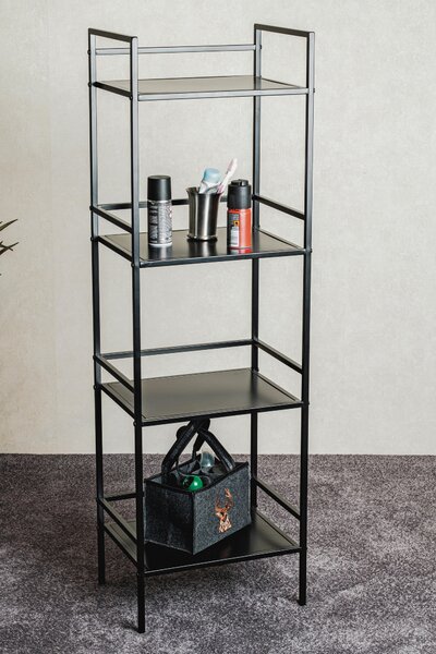REGÁL, čierna, oceľ, 40/128/30 cm - Online Only drobný nábytok, Online Only